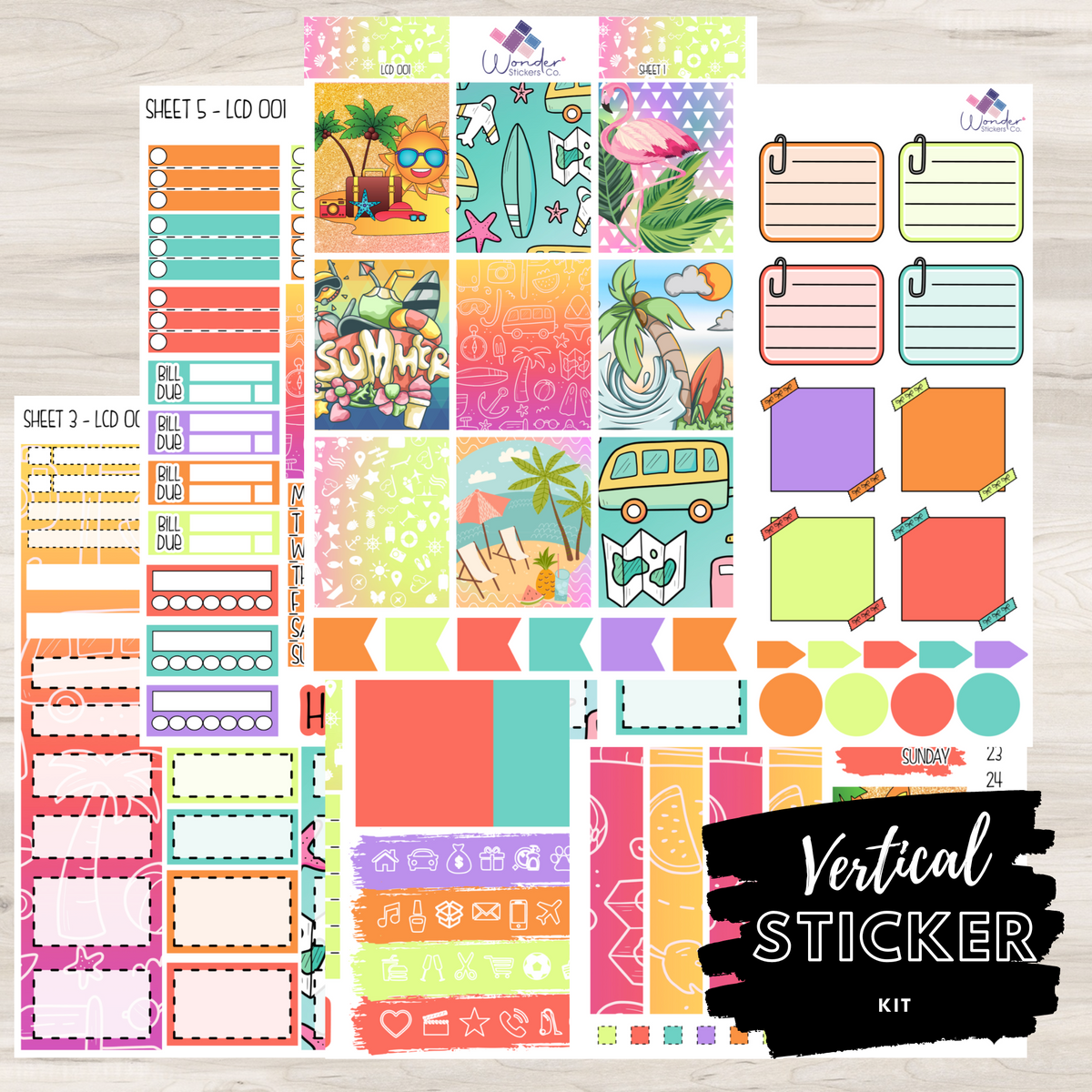 Vertical Color Stickers Vertical LCD 001 Sticker Kit – Wonder Stickers Co.