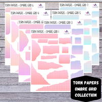 Torn Papers Journaling Stickers - Ombre Grid Collection