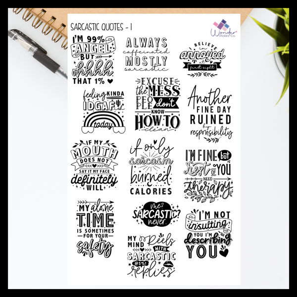 Sarcastic Quotes Sticker Sheet