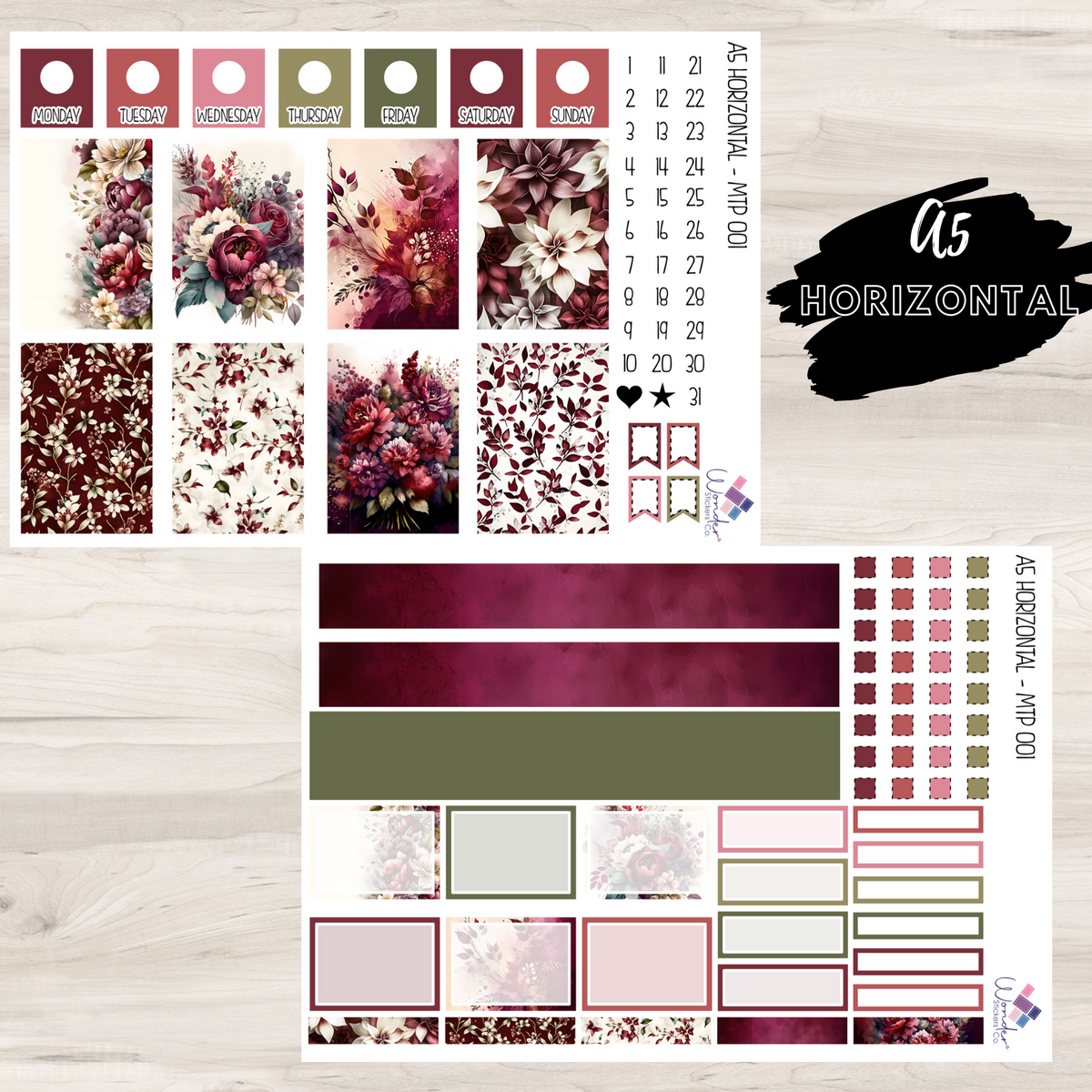 A5 Horizontal MTP 001 Sticker Kit – Wonder Stickers Co.