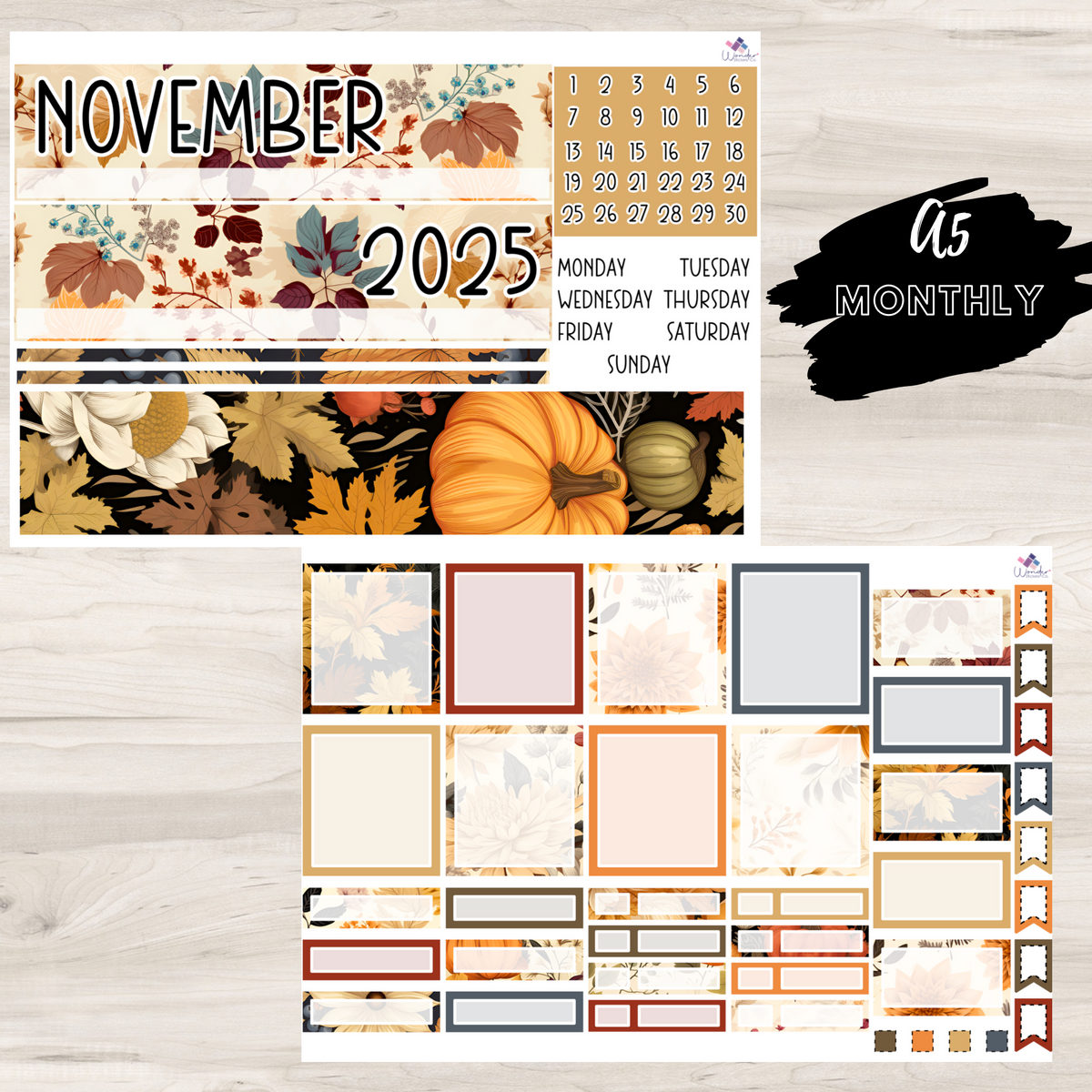 A5 Monthly Sticker Kit - November 2025 – Wonder Stickers Co.