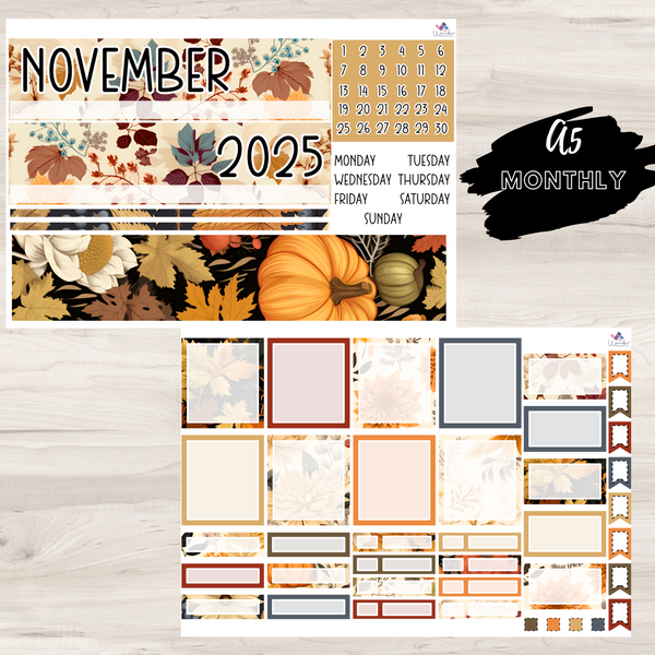 A5 Monthly Sticker Kit - November 2025