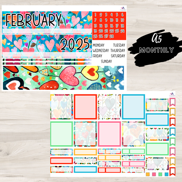 A5 Monthly Sticker Kit - February 2025