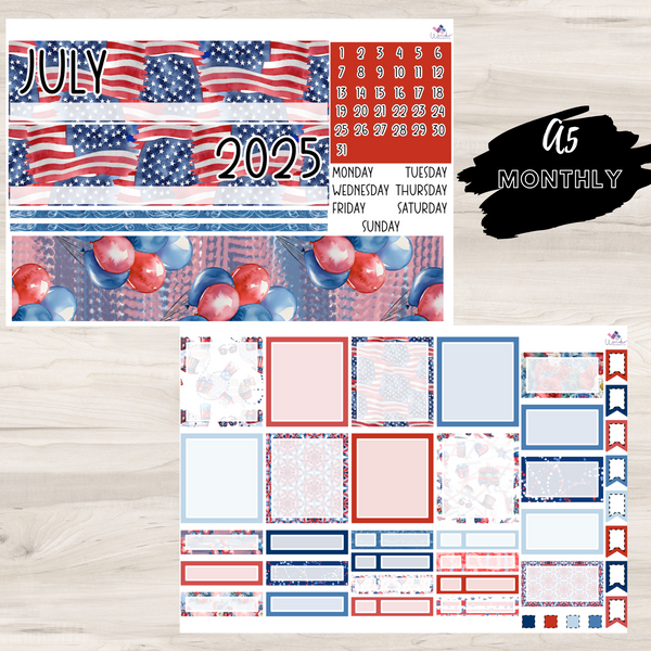 A5 Monthly Sticker Kit - July 2025