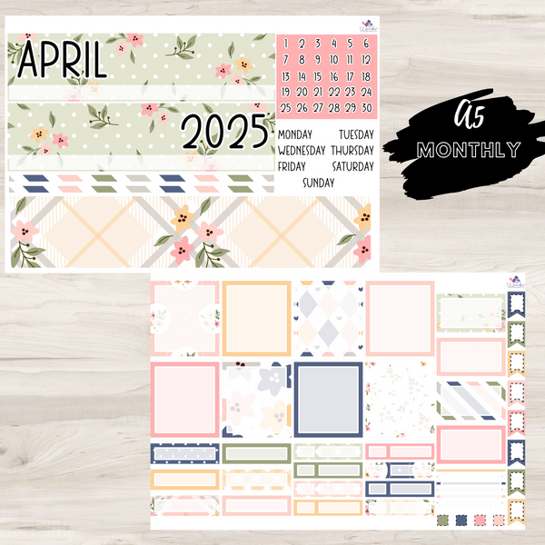 A5 Monthly Sticker Kit - April 2025