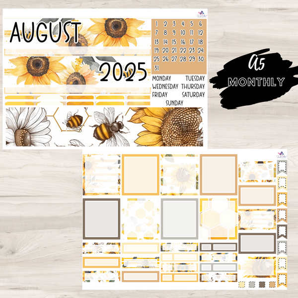 A5 Monthly Sticker Kit - August 2025