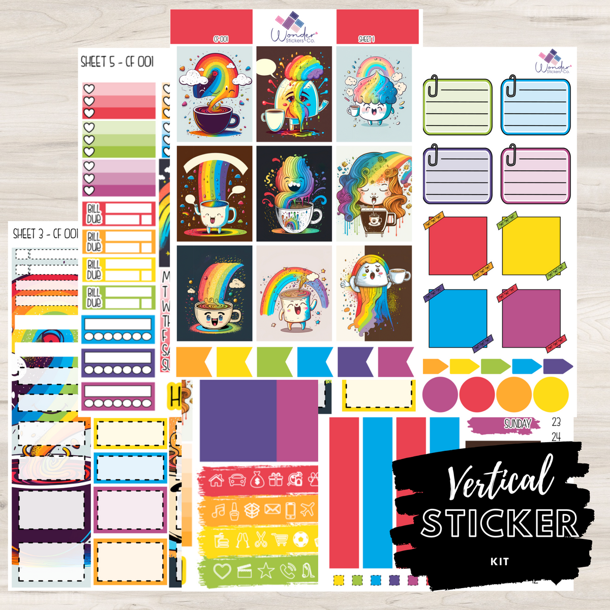 Vertical CF 001 Sticker Kit – Wonder Stickers Co.