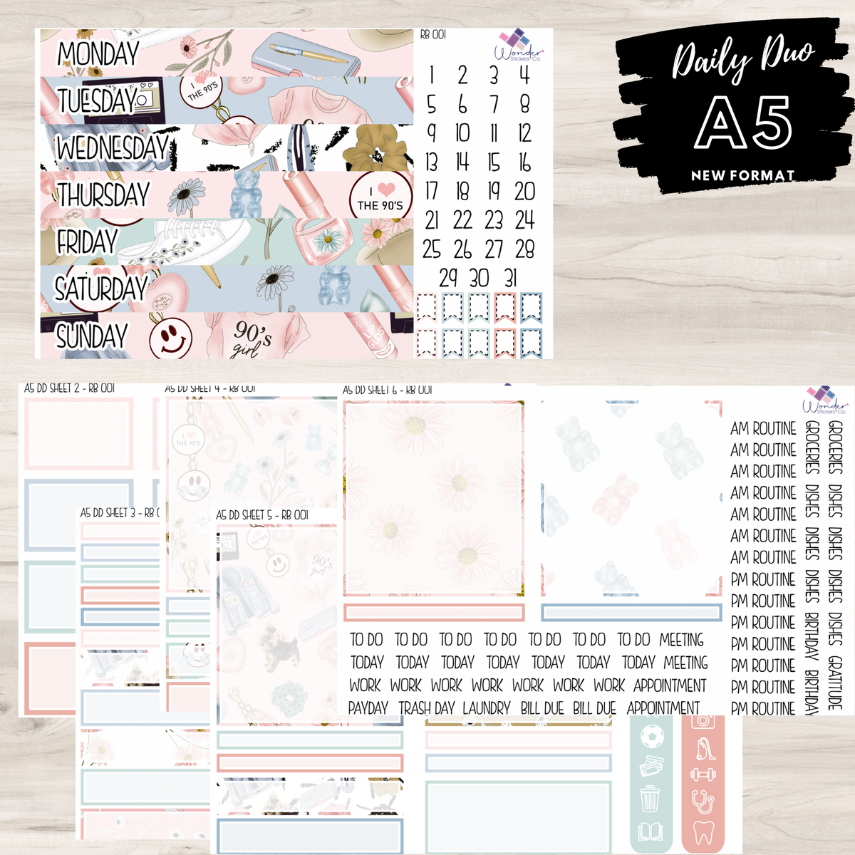 A5 DD RB 001 Sticker Kit – Wonder Stickers Co.