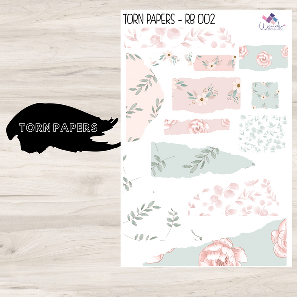 Torn Papers Journaling Stickers - RB 002