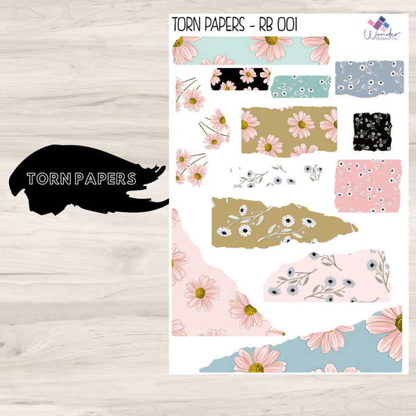 Torn Papers Journaling Stickers - RB 001