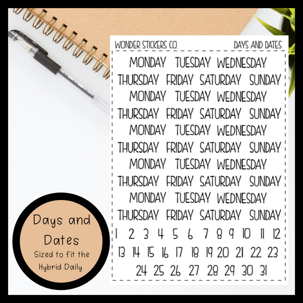Days and Dates Sticker Sheet