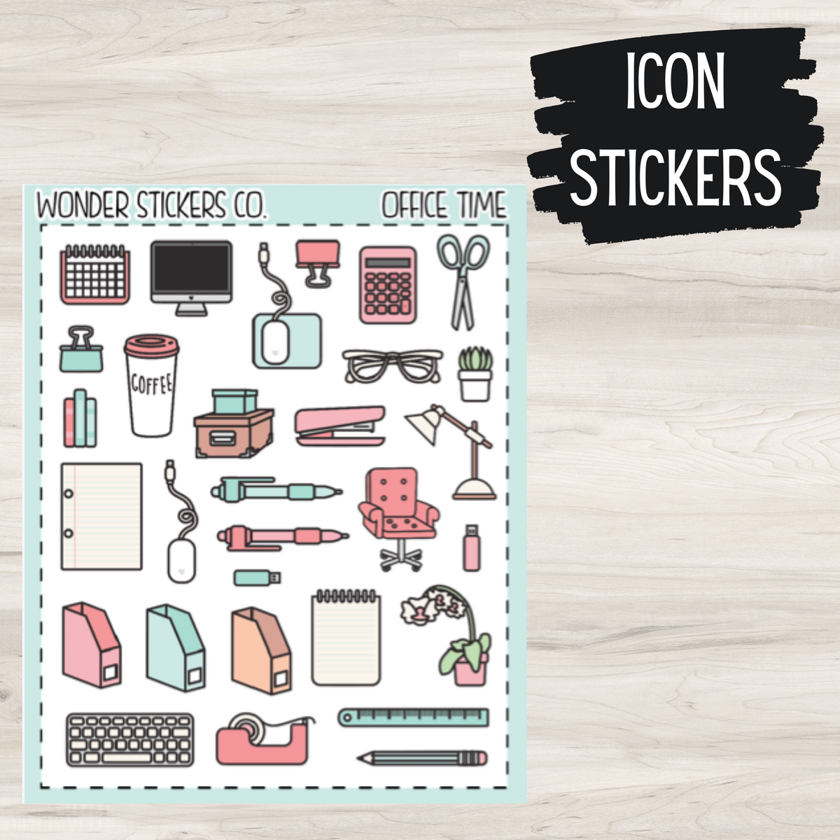 Office Time Icon Stickers – Wonder Stickers Co.